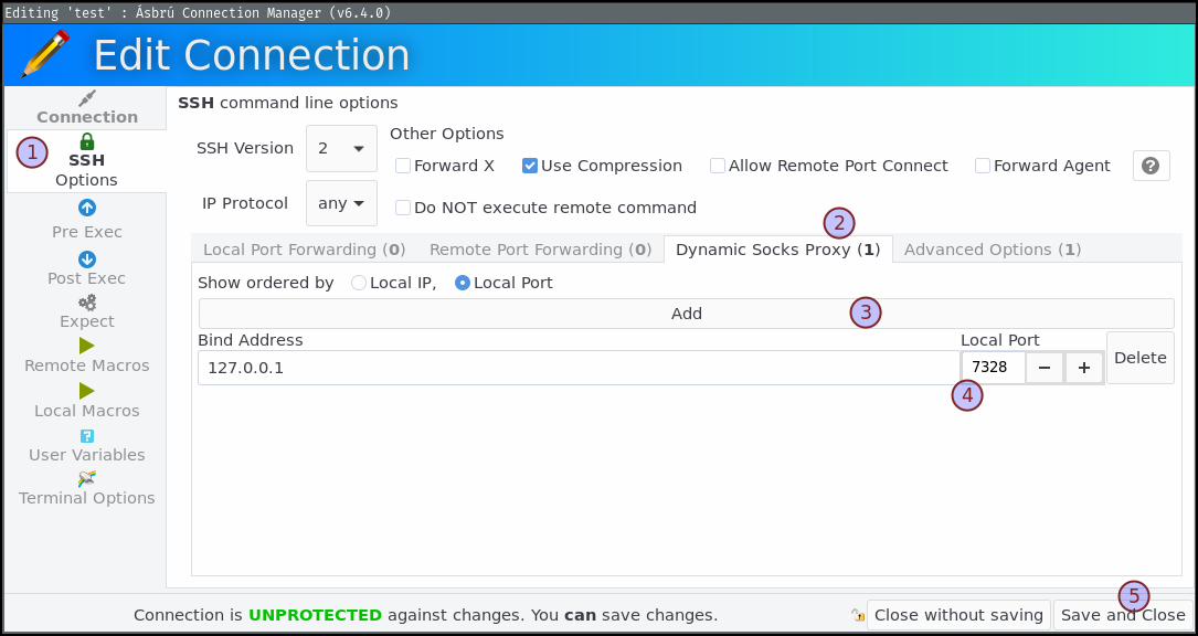 Configure Dynmaic SOCKS proxy